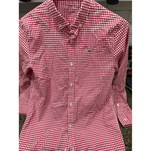 Vineyard Vines Other - Vineyard Vines Performance‎ Gingham Shirt Red White boy's M 12-14 Button Down